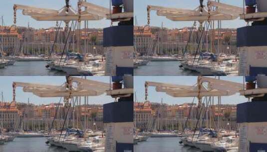 海港港口运转的起重机高清在线视频素材下载