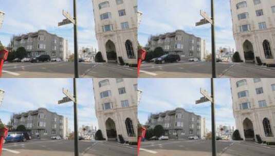旧金山路口旁的居民楼高清在线视频素材下载