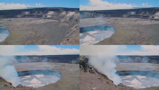 火山爆发的航拍镜头高清在线视频素材下载