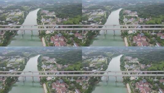 航拍高速路跨河大桥交通高清在线视频素材下载