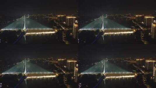 航拍福建福州闽江三县洲大桥夜景高清在线视频素材下载
