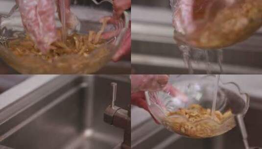 【镜头合集】清洗榨菜脱盐去除亚硝酸盐高清在线视频素材下载