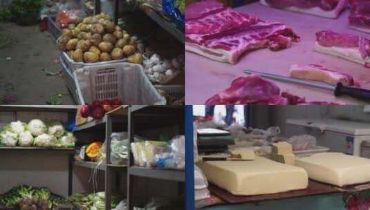 4K城中村菜市场杂货铺高清在线视频素材下载