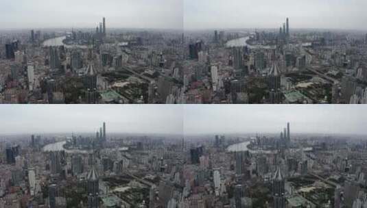 上海城市风光阴天航拍4K高清在线视频素材下载