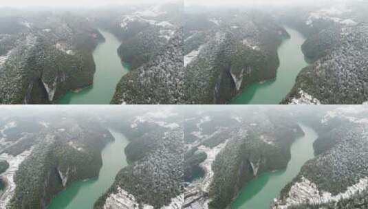 航拍大山 水库 风景高清在线视频素材下载