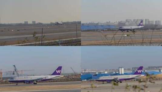 郑州新郑机场 飞机降落 跟随高清在线视频素材下载