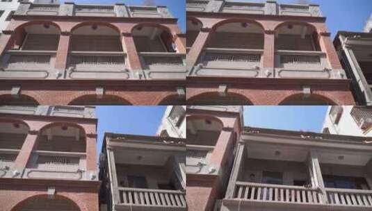 泉州民国建筑特写闽南建筑红砖房子高清在线视频素材下载