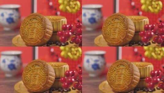 中国传统美食八月十五中秋节月饼甜点高清在线视频素材下载