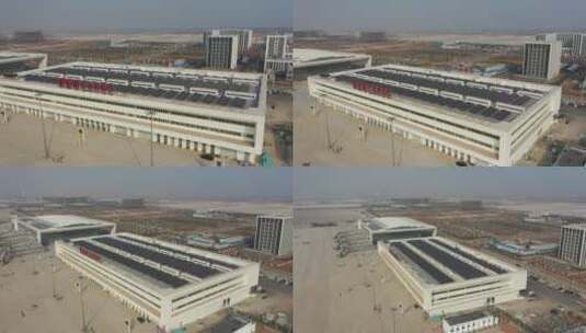 航拍鄂州花湖机场货运机场建设中的机场高清在线视频素材下载