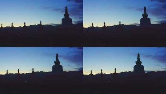 西藏阿里札达县托林寺日落剪影高清在线视频素材下载