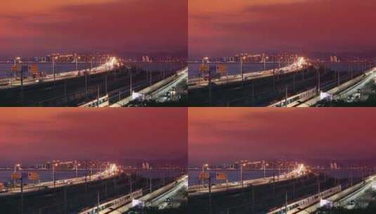 厦门跨海大桥列车经过4K高清在线视频素材下载