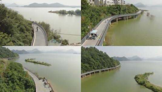 航拍杭州青山湖风景高清在线视频素材下载