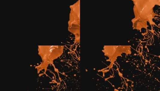 橙色液体颜料泼洒飞溅水珠下落 (4)高清在线视频素材下载