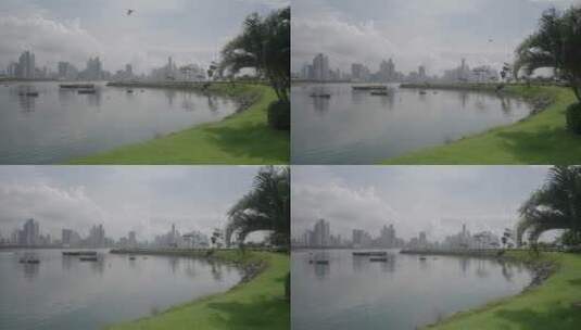 城市公园河流海岸线湖泊风景高清在线视频素材下载