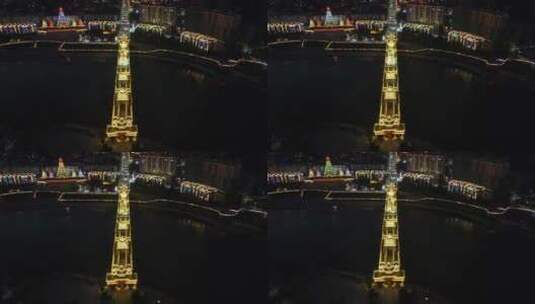 城市航拍贵州侗族风雨桥夜景高清在线视频素材下载