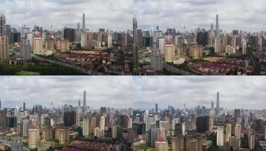 航拍上海城市高空腾飞上升大全景高清在线视频素材下载