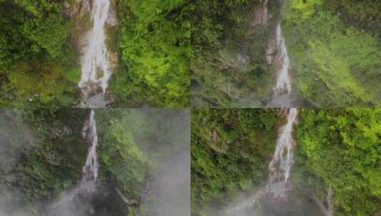 航拍雨后清远北峡瀑布高清在线视频素材下载