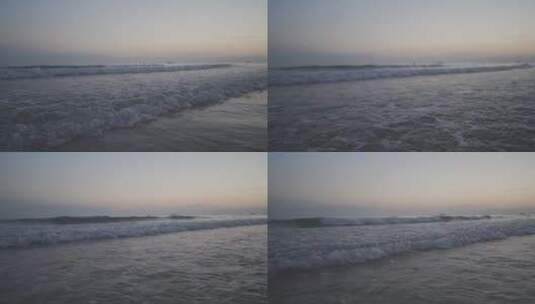海滩 落日后 海浪 空境高清在线视频素材下载