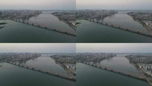 湖北襄阳襄樊汉江大桥航拍高清在线视频素材下载