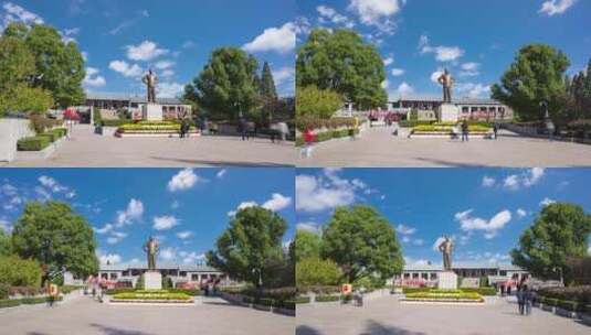 周恩来纪念馆铜像-8k大范围延时高清在线视频素材下载