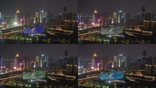 辽宁沈阳城市风光夜景航拍高清在线视频素材下载