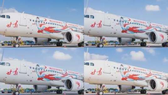 甘肃敦煌壁画涂装飞机延时摄影高清在线视频素材下载