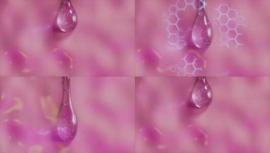 分子细胞液体玻尿酸凝胶滴下c4d工程高清在线视频素材下载