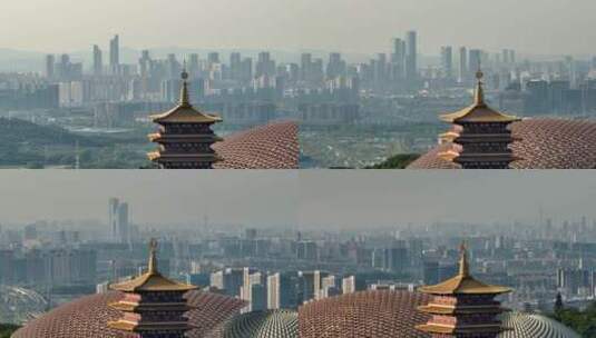 航拍南京地标建筑牛首山风景区高清在线视频素材下载