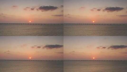 无人机视角清晨港珠澳大桥高清在线视频素材下载