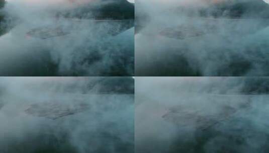冬季晨雾弥漫湖面雾气湖水高清在线视频素材下载