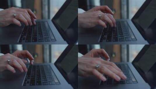 在笔记本电脑上打字的女人手高清在线视频素材下载