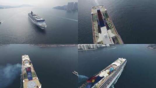 4K航拍邮轮旅行海港运输船舶视频高清在线视频素材下载