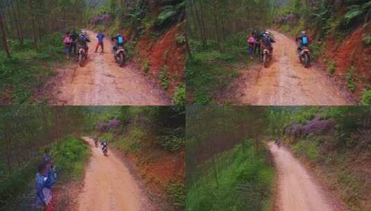 航拍山地越野丛林赛道赛车手起跑线出发高清在线视频素材下载