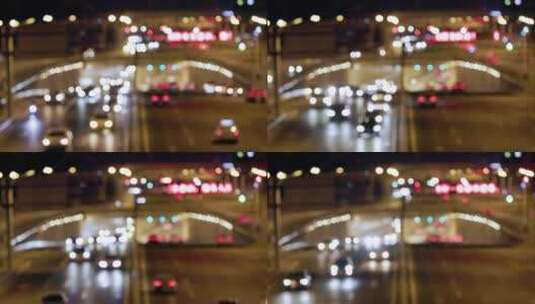 夜晚城市道路车流虚焦4K50帧（可慢放）高清在线视频素材下载