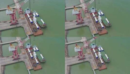 4k珠海金湾平沙三一海洋重工航拍高清在线视频素材下载