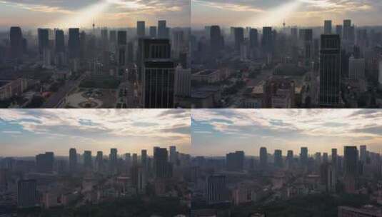 4K成都市宣传片素材天府广场清晨日出光辉高清在线视频素材下载