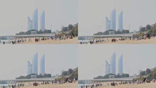 厦门厦大白城沙滩景观高清在线视频素材下载