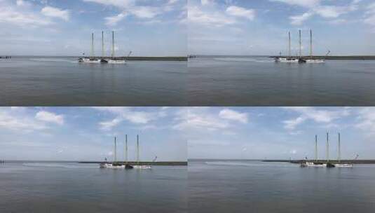 帆船驶入港口高清在线视频素材下载