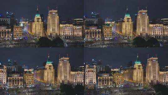 上海外滩夜景航拍高清在线视频素材下载