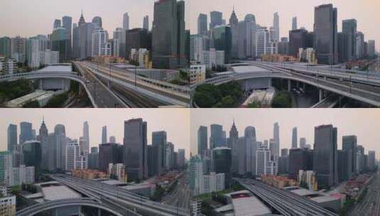 4K广州城市中山一立交建筑群道路高清在线视频素材下载