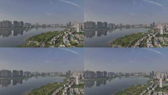 武汉沙湖公园清晨航拍高清在线视频素材下载