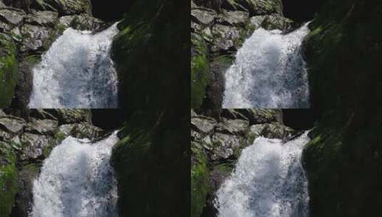 阳光下瀑布水滴抛洒升格空镜高清在线视频素材下载