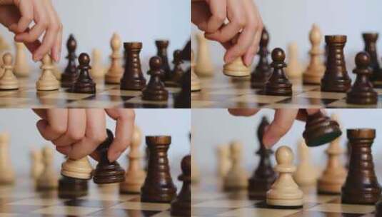 下棋的面目全非的女人高清在线视频素材下载