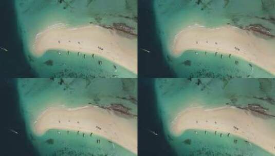 令人惊叹的无人驾驶飞机拍摄了桑给布一个令人惊叹的天堂般的天堂沙滩，有船只高清在线视频素材下载