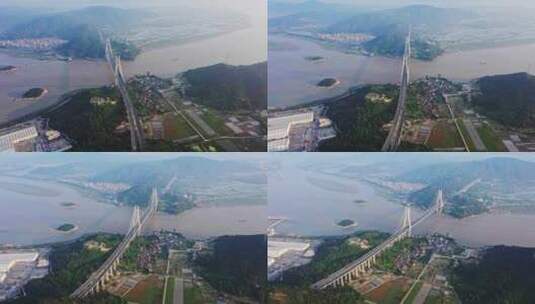 福州长门特大桥航拍全景俯视右环绕2高清在线视频素材下载
