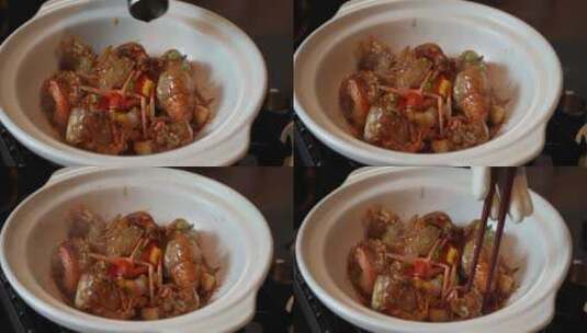 厨师做菜烧大虾高清在线视频素材下载