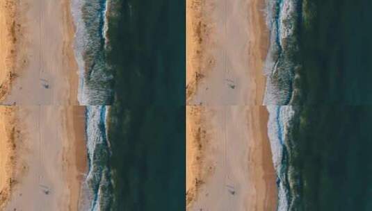 航拍海浪冲上沙滩高清在线视频素材下载
