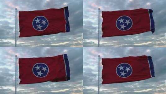 田纳西州的现实旗帜在深邃戏剧性的天空下迎风飘扬高清在线视频素材下载