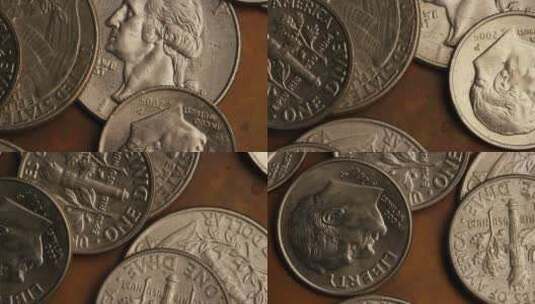 美国硬币的旋转镜头高清在线视频素材下载