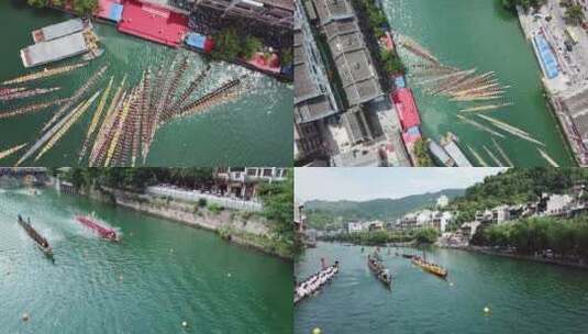 中国传统文化端午节赛龙舟高清在线视频素材下载
